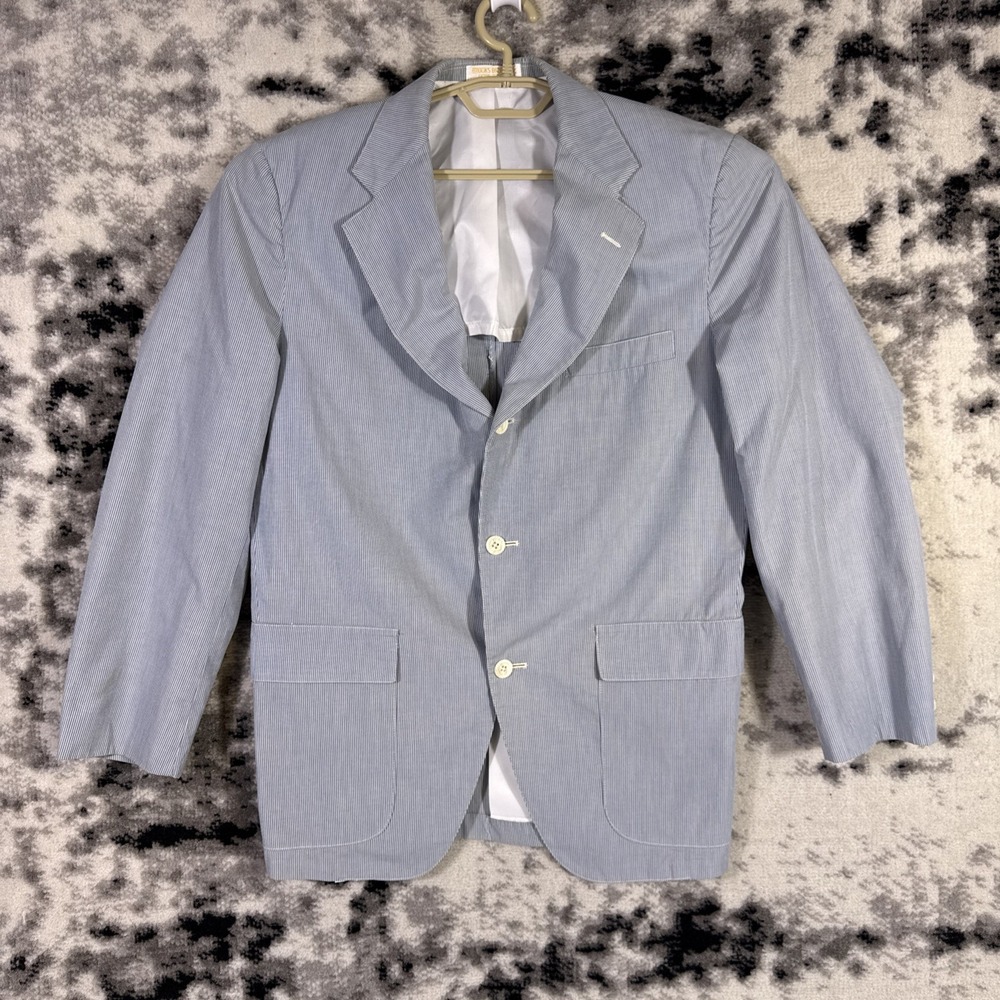 VTG Union Made Brooks Brothers Jacket Mens Size 40 Blue Pinstriped Preppy